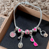 Pulseira com Berloques Pink Beach Tennis