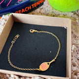 Pulseira Raquete Beach Tennis Dourada e PInk