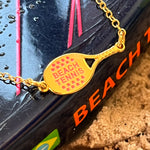 Pulseira Raquete Beach Tennis Dourada e PInk