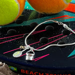 Pulseira Beach Raquete + Bolinha Dourada + Viseira